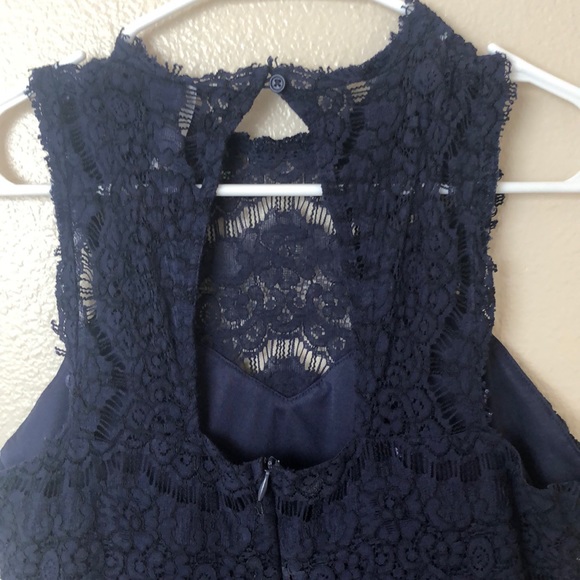 2FOR22$ XHILIRATION NAVY BLUE LACE HALTER DRESS - Picture 3 of 5